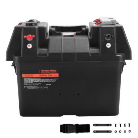 Battery Box, Group 24/31 Trolling Motor Battery Box, 12V/24V Marine Batteries Case with PP Shell and Dual Straps, Smart Batteries Case