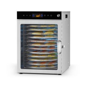 Rotary Food Dehydrator Machine, 12 Stainless Steel Trays, 800W Electric Food Dryer with Adjustable Temperature & 24-Hour Timer, Freeze Dryer for Jerky