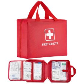 First Aid Kit, 420 Pieces, 600D Nylon Large Survival First Aid Bag, Emergency Medical Supplies, for Home, Car, Office, Travel, Camping, Truck, Hi