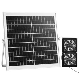 Solar Powered Fan, 15W Solar Panel with 2 Fans, Adjustable Solar Panel Angle, 2668 RPM High-Speed, Flexible Installation