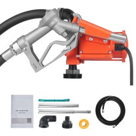 Fuel Transfer Pump, 12V DC 15 GPM, Cast Iron Diesel Transfer Pump Kit, with Manual Nozzle, Discharge Hose, Overheat Protection, Power Cable