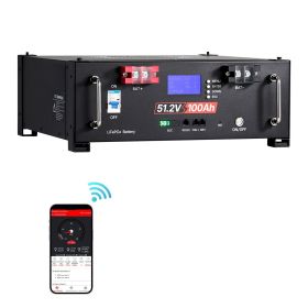 48V 200Ah LiFePO4 Lithium Battery, 2 Pack 100Ah, 10.24kWh Capacity, 51.2V Server Rack LiFePO4 Battery with Bluetooth, Max 6000 Cycles, LCD Displa