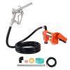 Fuel Transfer Pump, 12V DC 16 GPM 1/4 HP Diesel Pump, Extractor Pumps with Manual Nozzle, Discharge Hose and Suction Pipe, for Gasoline, Diesel