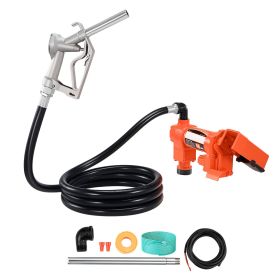 Fuel Transfer Pump, 12V DC 16 GPM 1/4 HP Diesel Pump, Extractor Pumps with Manual Nozzle, Discharge Hose and Suction Pipe, for Gasoline, Diesel