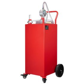 40 Gallon Fuel Caddy, Gasoline & Diesel Fuel Tank with Manual Transfer Pump, Portable Fuel Storage Tank with 4 Wheels & 10 ft Hose, Gas Caddy for Cars