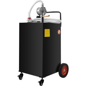 Fuel Caddy, 35 Gallon, Gas Storage Tank on 4 Wheels, with Manual Transfer Pump, Gasoline Diesel Fuel Container for Cars, Lawn Mowers, ATVs, Boats