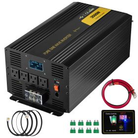 Pure Sine Wave Inverter 3500 Watt Power Inverter, DC 12V to AC 120V Car Inverter, with USB Port LCD Display Remote Controller and AC Outlets (GFC
