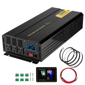 Pure Sine Wave Inverter, 2500 Watt Power Inverter, DC 12V to AC 120V Car Inverter, with USB Port, LCD Display, and Remote Controller Power Conver