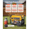 Portable Generator, Gasoline 13500W Peak Watt, LPG 12000W Peak Watt & Natural Gas 11000W Peak Watt Tri-Fuel Generator