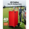 40 Gallon Fuel Caddy, Gasoline & Diesel Fuel Tank with Manual Transfer Pump, Portable Fuel Storage Tank with 4 Wheels & 10 ft Hose, Gas Caddy for Cars