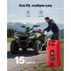 Fuel Caddy, 15 Gallon, Portable Fuel Tank with Gravity & Hand Pump Modes, Fuel Tank Container with Wheels, 10 ft Delivery Hose & Manual Pump