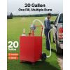 20 Gallon Fuel Caddy, Gasoline & Diesel Fuel Tank with Manual Transfer Pump, Portable Fuel Storage Tank with 2 Wheels & 10 ft Hose, Gas Caddy for Cars
