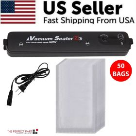 Vacuum Sealer Machine Food Preservation Storage Saver Automatic With Seal Bag (Package: Vacuum Machine + 50 Bags)