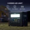 2000W Portable Power Station, 1536Wh LiFePO4 Battery Pack with 4000W Surge, AC Fast Charge,1.5H Full charged, LED Flashlight - Solar Generator for RV