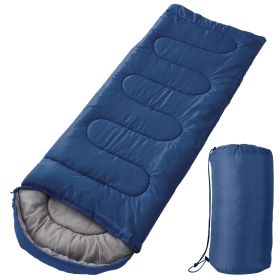 Camping Sleeping Bags for Adults Teens Moisture-Proof Hiking Sleep Bag with Carry Bag 32-50? for Spring Autumn Winter Seasons (Color: Navy Blue, size: One Size)