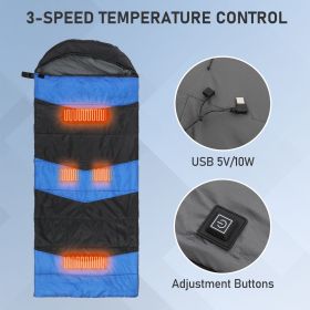 Rectangular Heated Sleeping Bag, Lightweight Sleeping Bag with Multi USB Powered Heating Pads (title: default title)