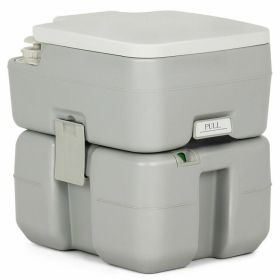 5.3 Gallon Portable Travel Toilet with Piston Pump Flush (Color: Gray)